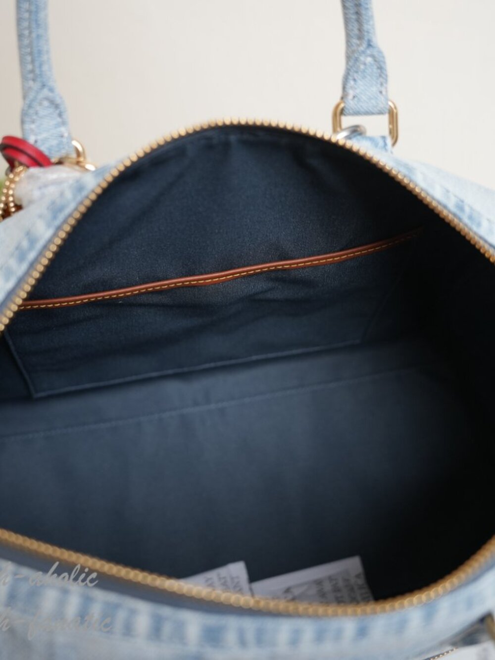 Coach CDY75 Rowan Large Satchel Bag In Loved Denim With Charms Light Indigo NWT - Picture 16 of 16